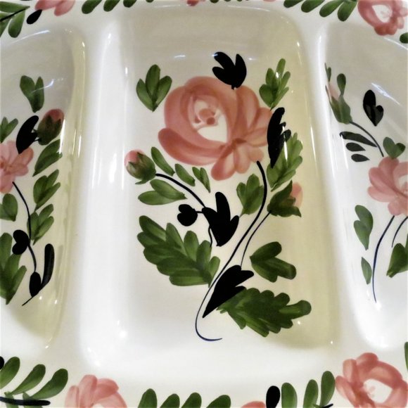 Platter Large Oval Divided FLORENCE COLLECTION 3 Sections Ceramic Italian Design - Picture 3 of 6